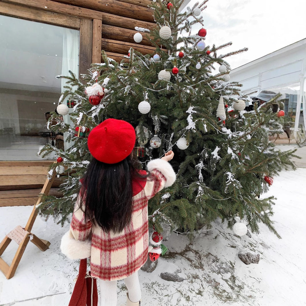 L26010609不一樣的親子裝冬季母女裝夾棉毛呢格子裙女童洋氣拜年服潮