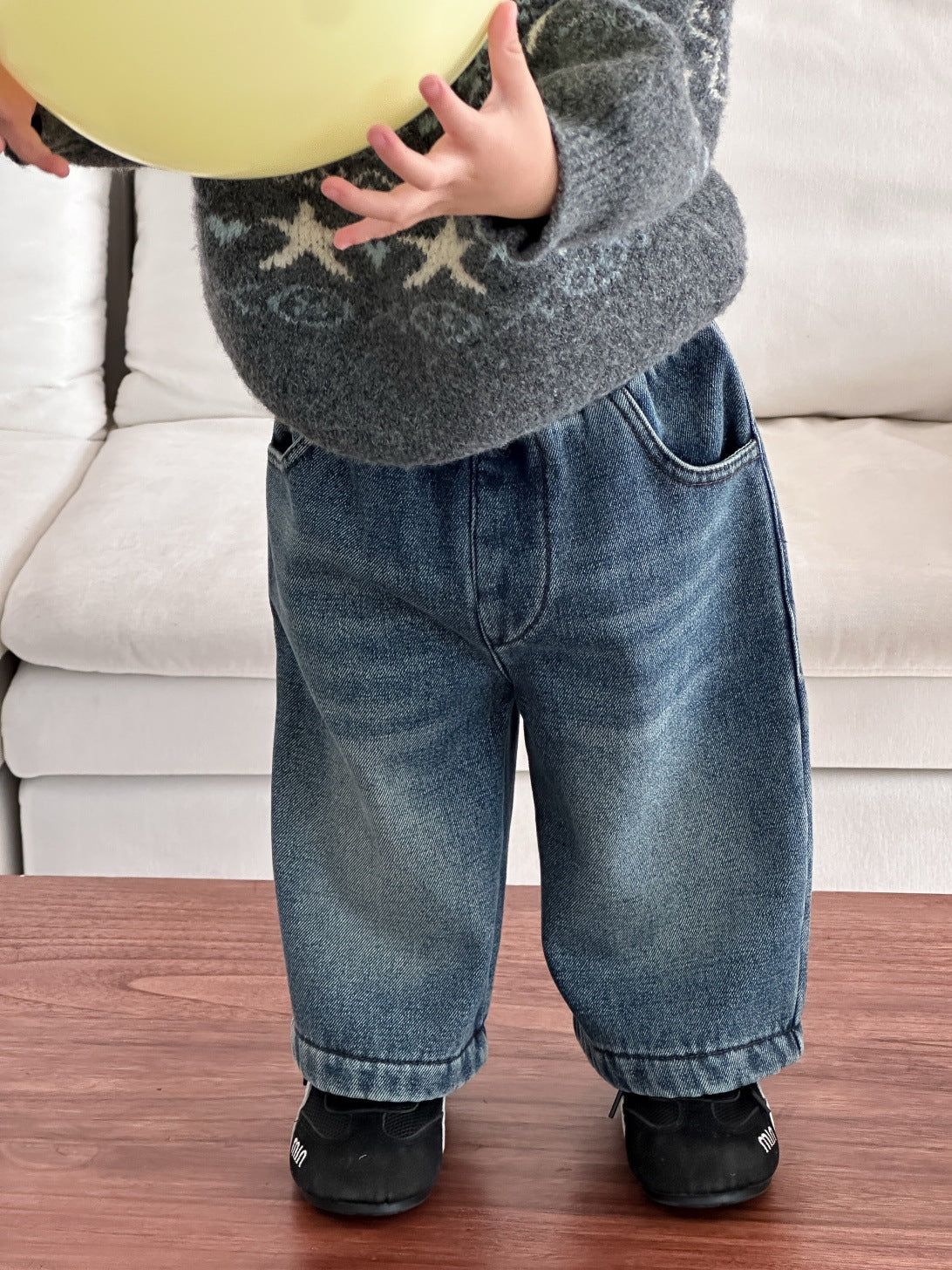 GN26012722兒童服飾冬季2025新款韓版童裝寶寶針織毛衣冬款男童加絨牛仔套裝