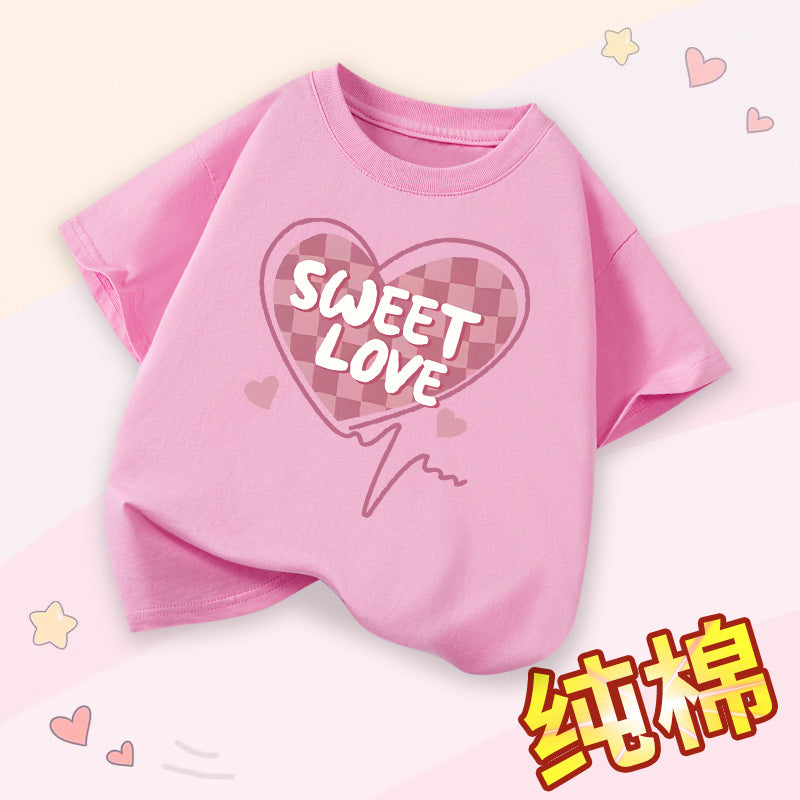 FN26052905女童短袖t卹夏季純棉薄女童衣服2026新款時尚女孩圓領童裝