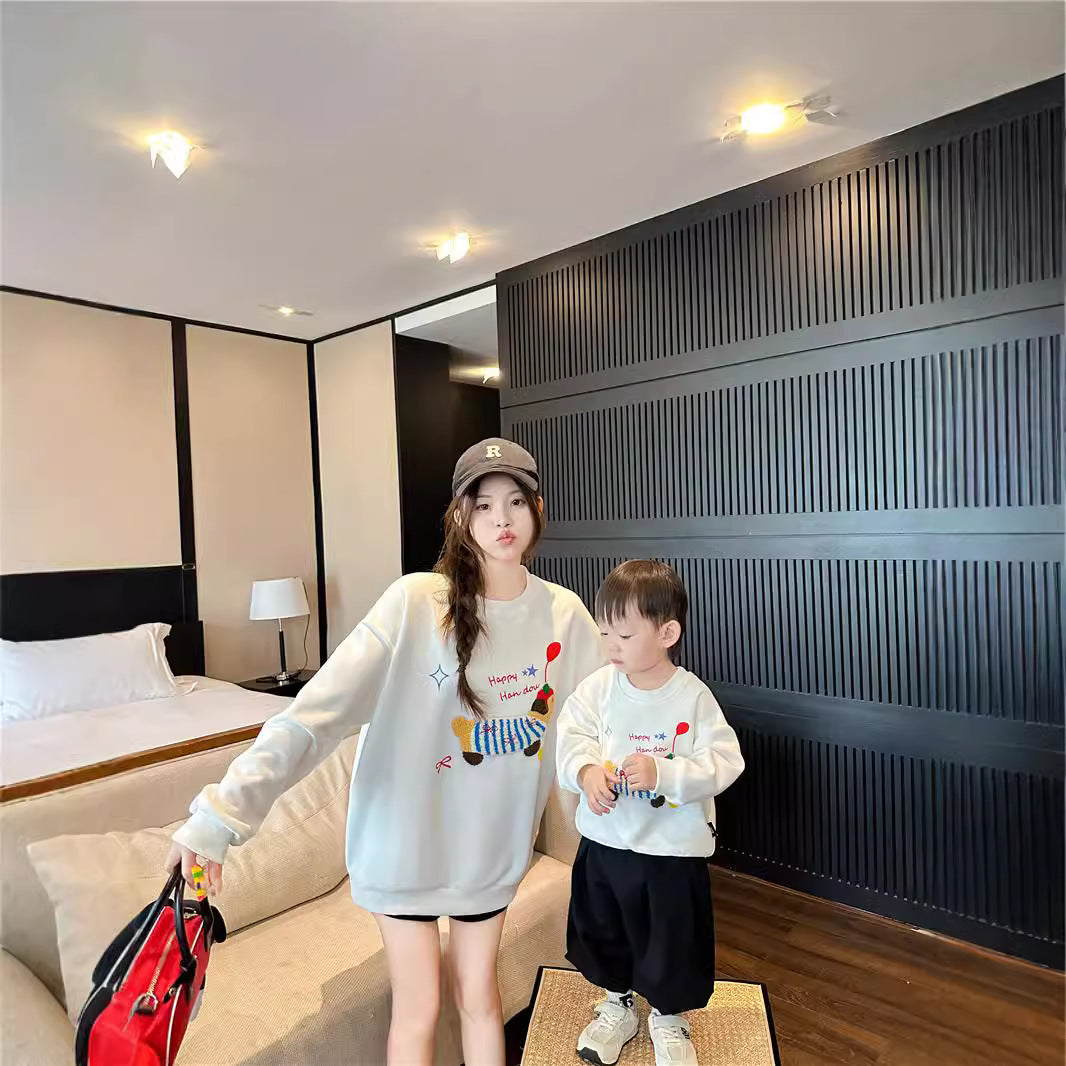 L25120405臘腸狗親子裝衛衣一家三口秋裝嬰幼兒幼兒高檔母子母女裝長袖