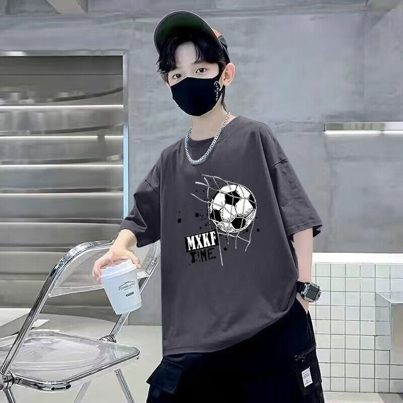 FO26062604 男童短袖棉質t恤夏季新款寬鬆帥氣印花透氣卡通中大童半袖兒童潮