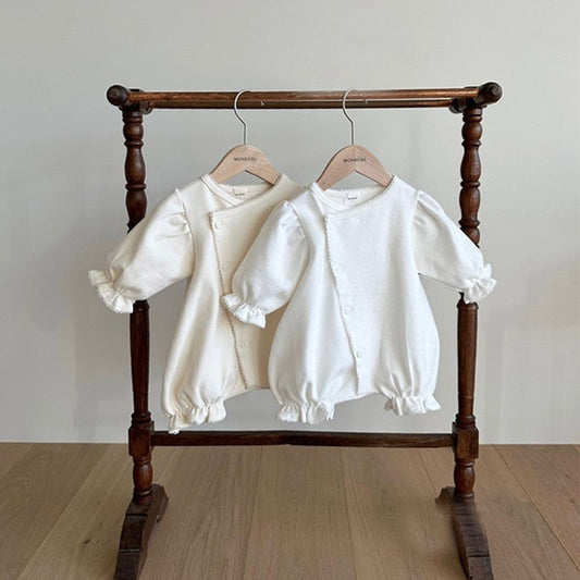 GB25032405韓版春夏嬰幼童衣服純色連身衣外出服洋氣女嬰哈衣ins爬爬服