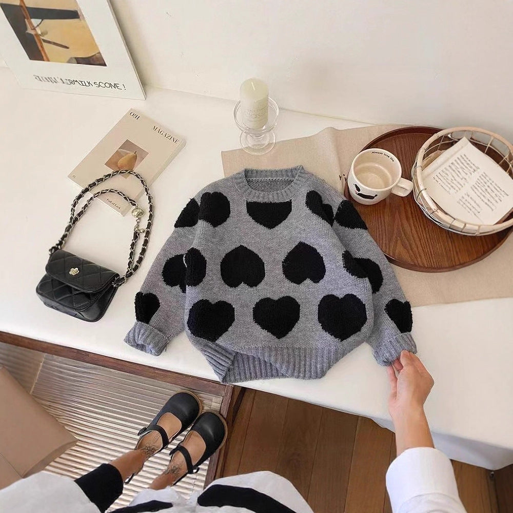 CF25091909韓國女童毛衣新款秋冬季加厚男女孩針織衫洋氣保暖兒童秋冬上衣