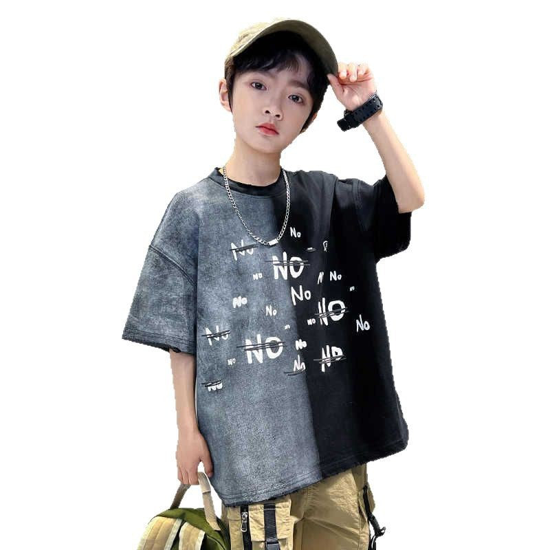 FO26062602 棉質學生童裝男童短袖t恤夏季印花新款兒童寶寶半袖上衣中大童潮T
