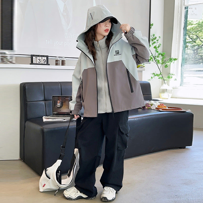 CH25110512女童裙春秋款洋氣風衣大童兒童春裝上衣寶寶衝鋒衣潮