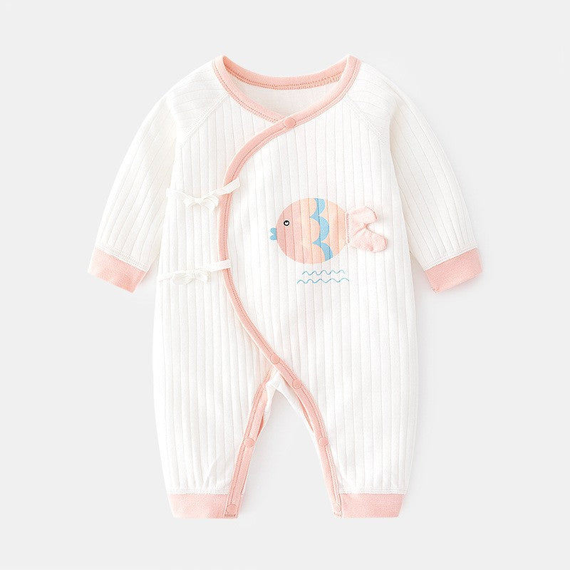 GJ25102116新生兒連身衣嬰兒無骨哈衣春秋純棉初生及尚服爬服男女嬰兒內衣