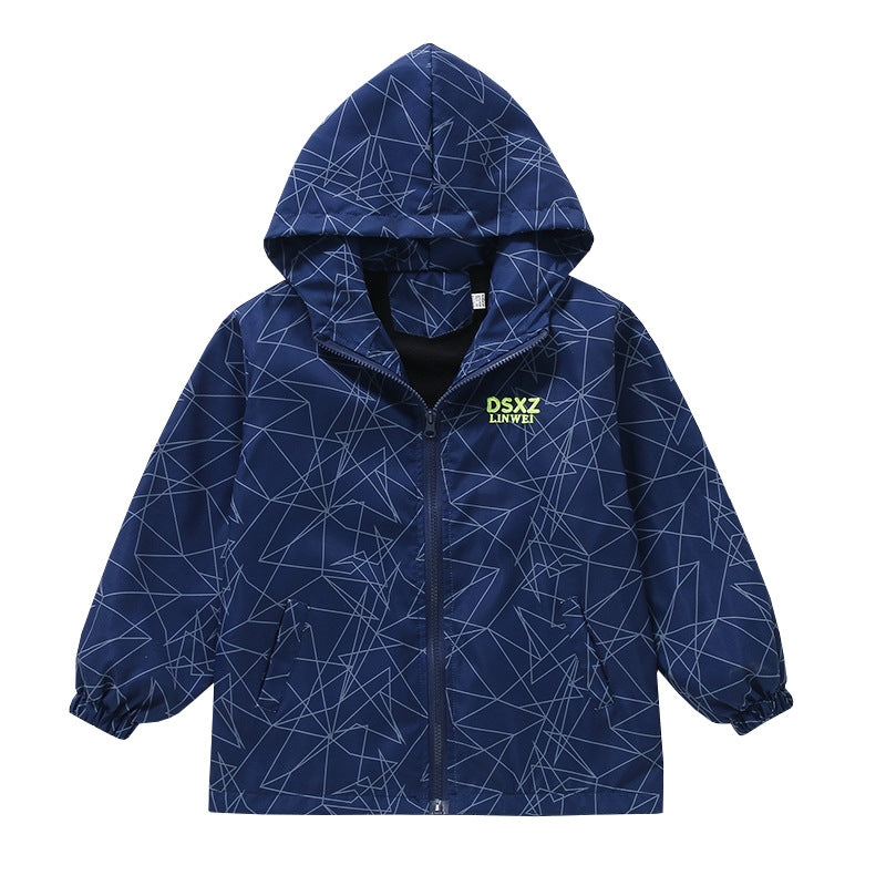 CH25110504男童春秋外套兒童加絨秋冬加厚衝鋒衣上衣中大童風衣夾克