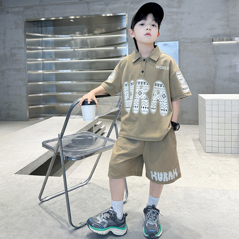 🎈精品童裝🎈FH25062708男童夏季潮牌POLO衫套裝2025新款中大兒童裝男孩洋氣時髦學生衣服