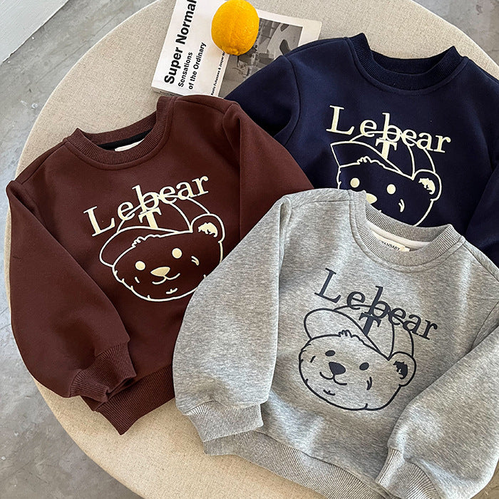 CA25112707兒童衛衣冬季男童加絨套頭衫內搭一體絨潮寶寶裙打底衫女加厚潮