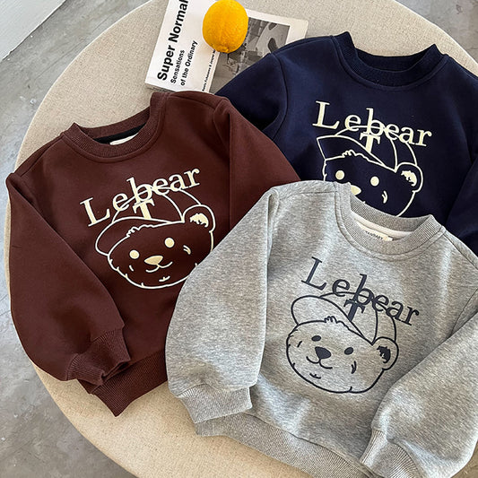 CA25112707兒童衛衣冬季男童加絨套頭衫內搭一體絨潮寶寶裙打底衫女加厚潮