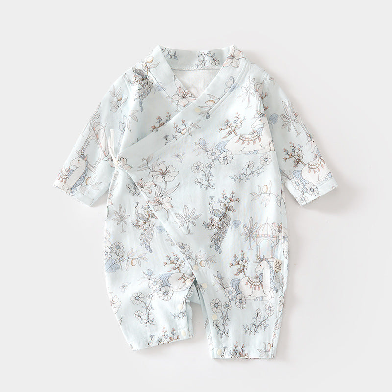 GJ26051410🎈精品質感🎈嬰兒紗布連身衣寶寶夏爬服長袖竹纖維哈衣兒童夏季空調服新生兒
