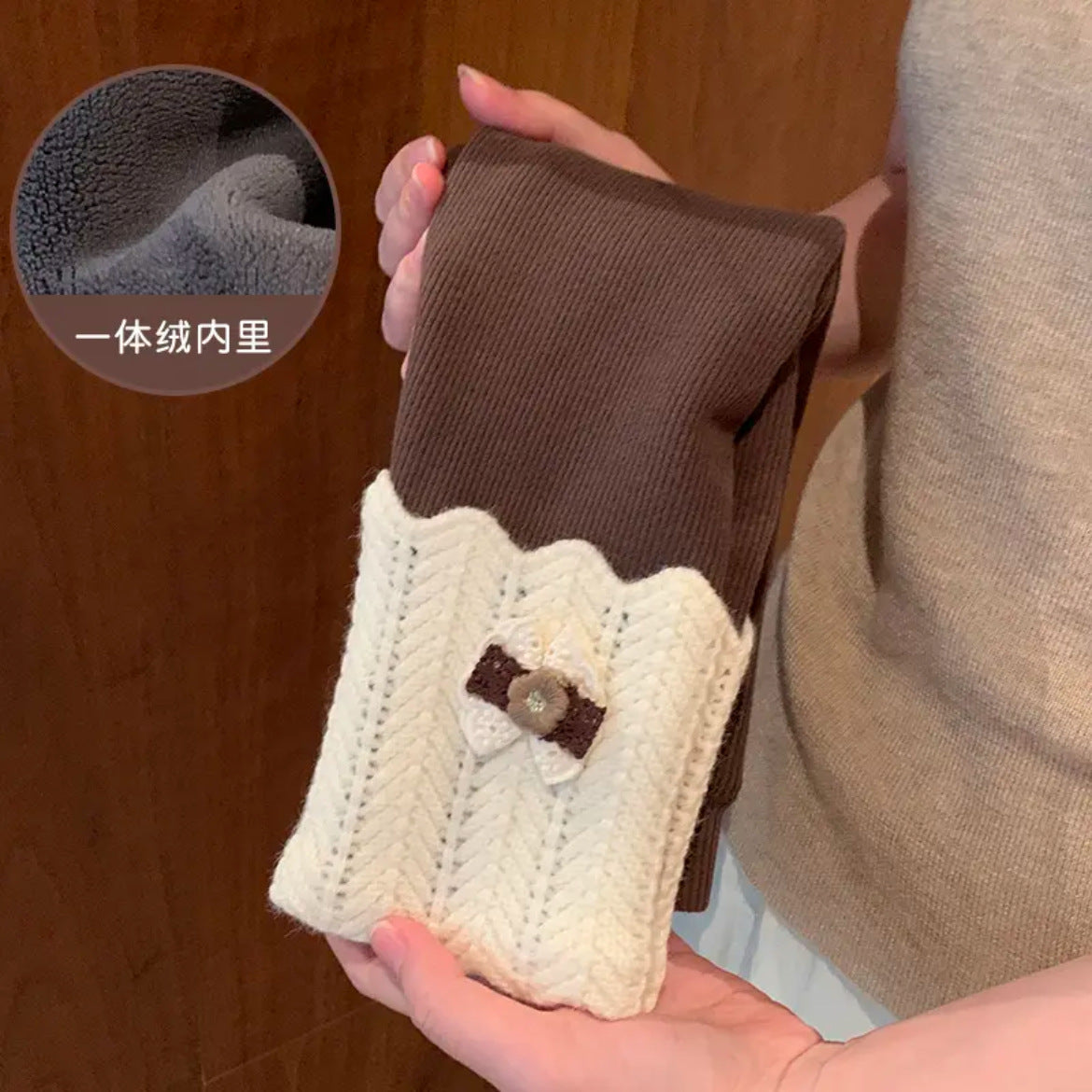 GL25122508純棉女童加絨緊身褲2024新款秋冬小童女寶寶穿搭搭絨褲外穿