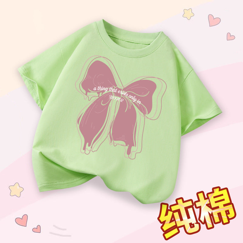 FN26052905女童短袖t卹夏季純棉薄女童衣服2026新款時尚女孩圓領童裝