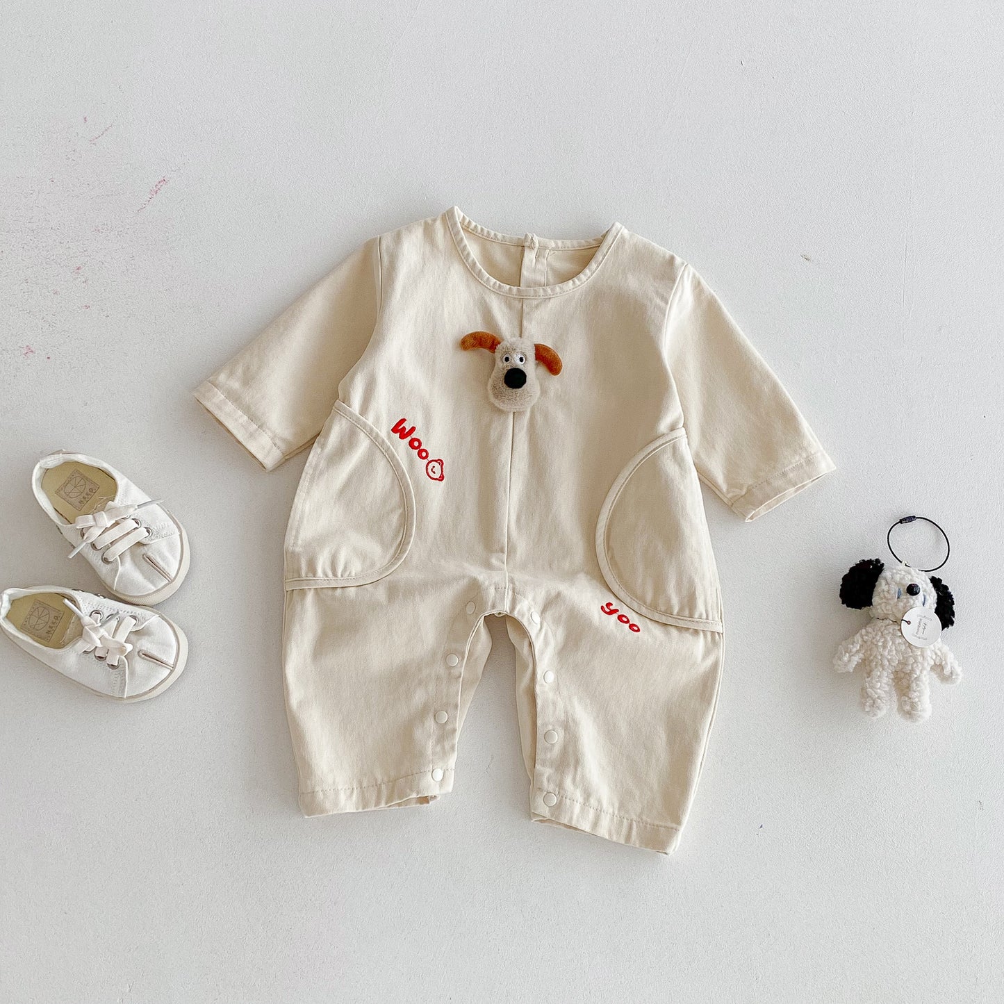 G25092516秋季嬰兒寶寶連身衣長袖立體卡通棉質卡通嬰兒爬服外穿男女童哈衣