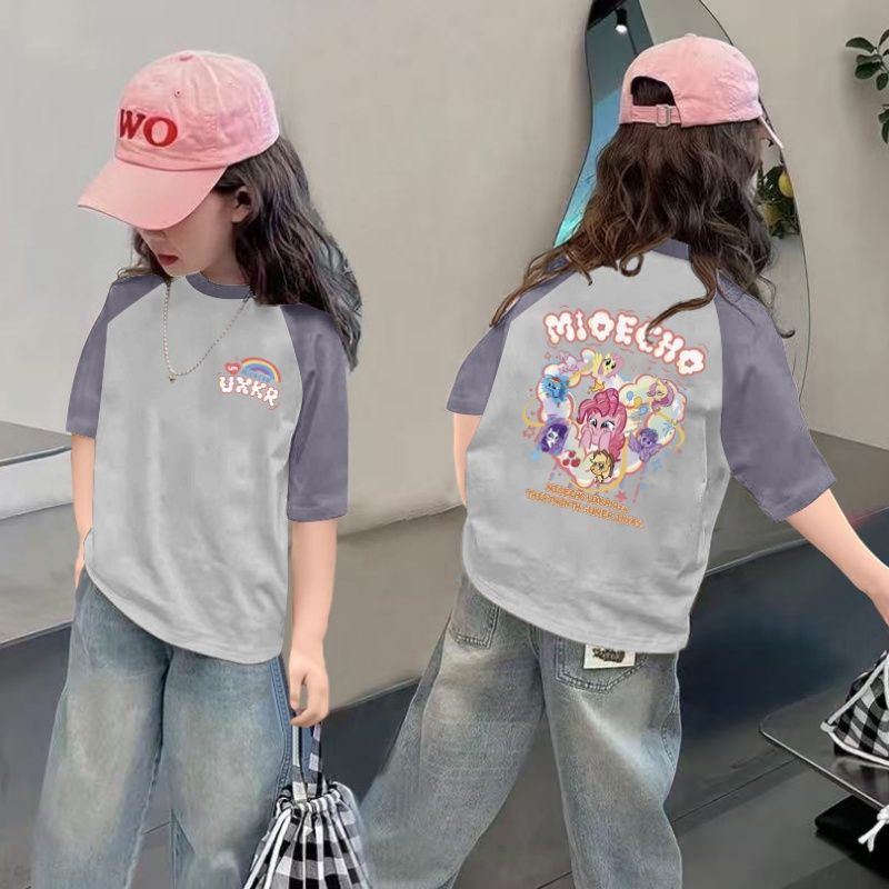 CE26022616女童夏季短袖T恤纯棉2026新款儿童洋气半袖女孩夏装薄款体恤上衣t