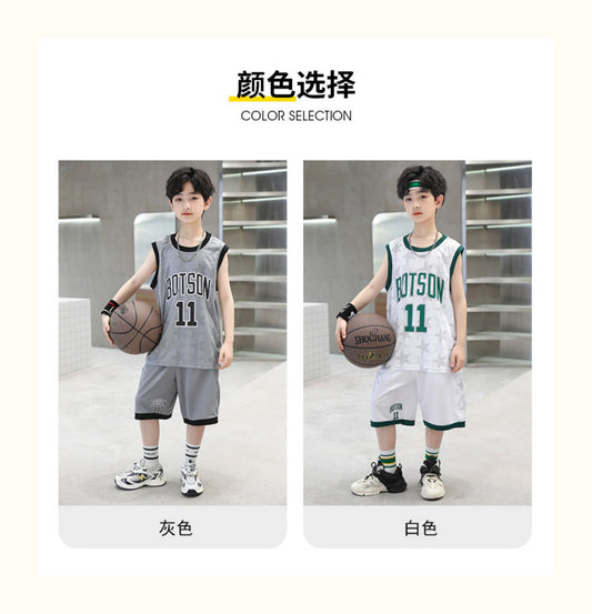 FB23072005男童夏裝套裝籃球服-新款夏季無袖透氣速乾兒童夏款運動兩件套