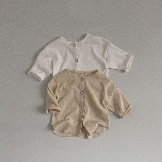 GB23080317 韓版ins嬰幼童裝簡單潮搭休閒開衫夏季薄款長袖寶寶空調服防曬服