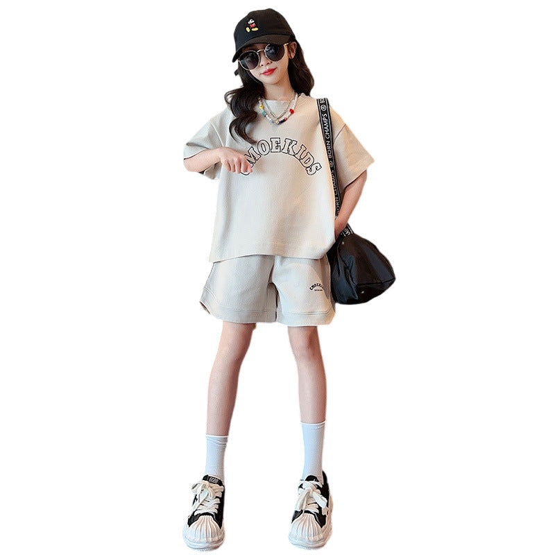 FM26042211女童夏裝2026新款套裝兒童洋氣炸街童裝運動服大童短袖兩件套夏季