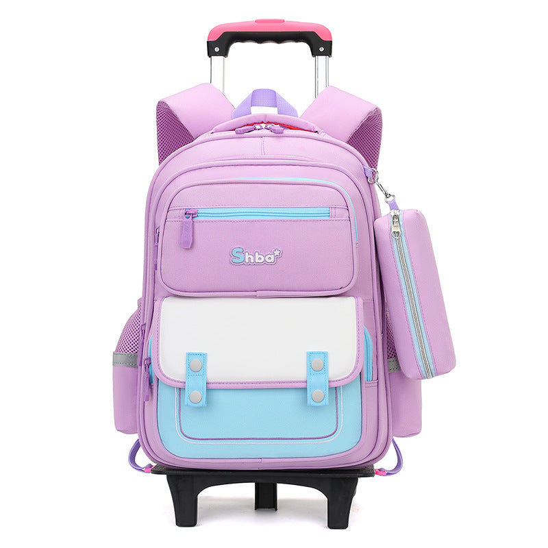 Z25022310亞馬遜跨境新品兒童拉桿書包小學生男女生爬樓梯六輪防水護脊減負