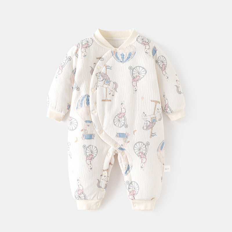 GJ25102103嬰兒春秋連身衣寶寶無骨長袖家居純棉爬服女嬰幼兒兒童印花