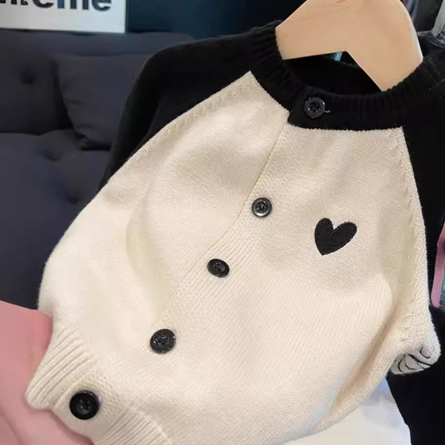 L25120404親子裝媽媽女毛衣裙2025秋冬新款爆款街童裝愛心公主針織時尚開襟衫