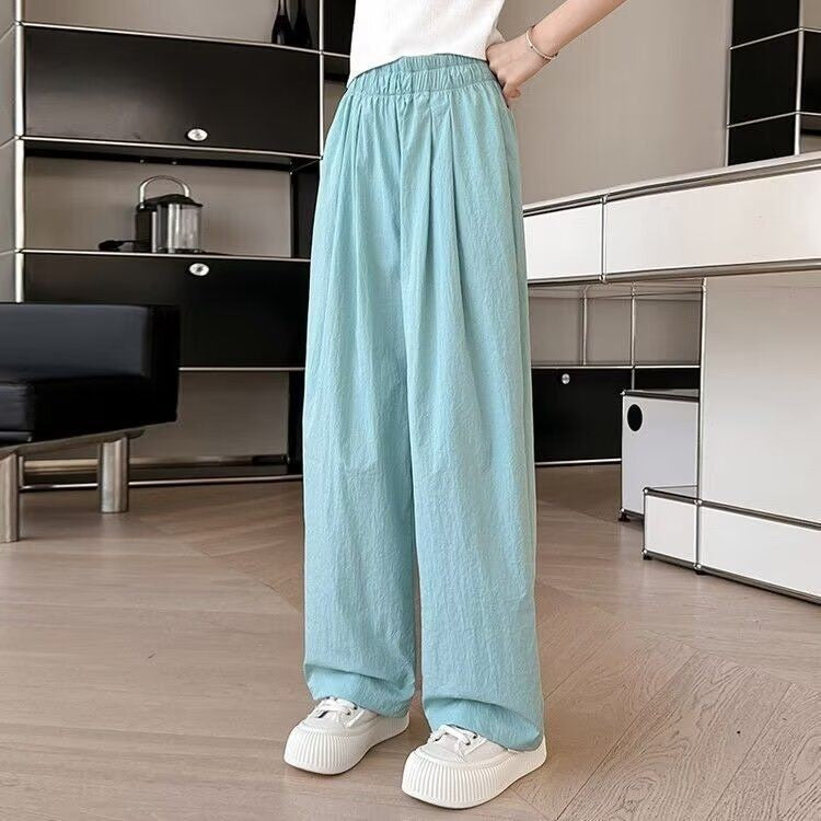 FO26062612女童褲子夏季薄款新款蕾絲邊休閒褲中大童闊腿褲女孩冰絲防蚊褲子