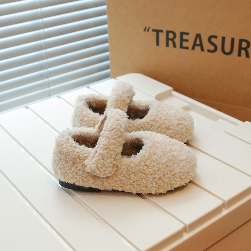 Z26010118兒童棉鞋2026秋冬新款純色小可愛寶寶毛毛鞋棉鞋貼心兒童毛毛鞋無