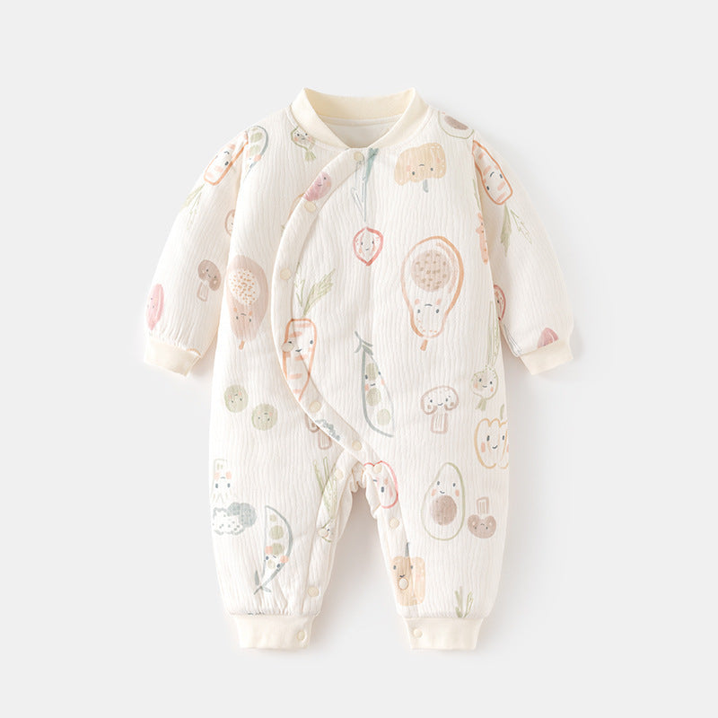 GJ25102103嬰兒春秋連身衣寶寶無骨長袖家居純棉爬服女嬰幼兒兒童印花