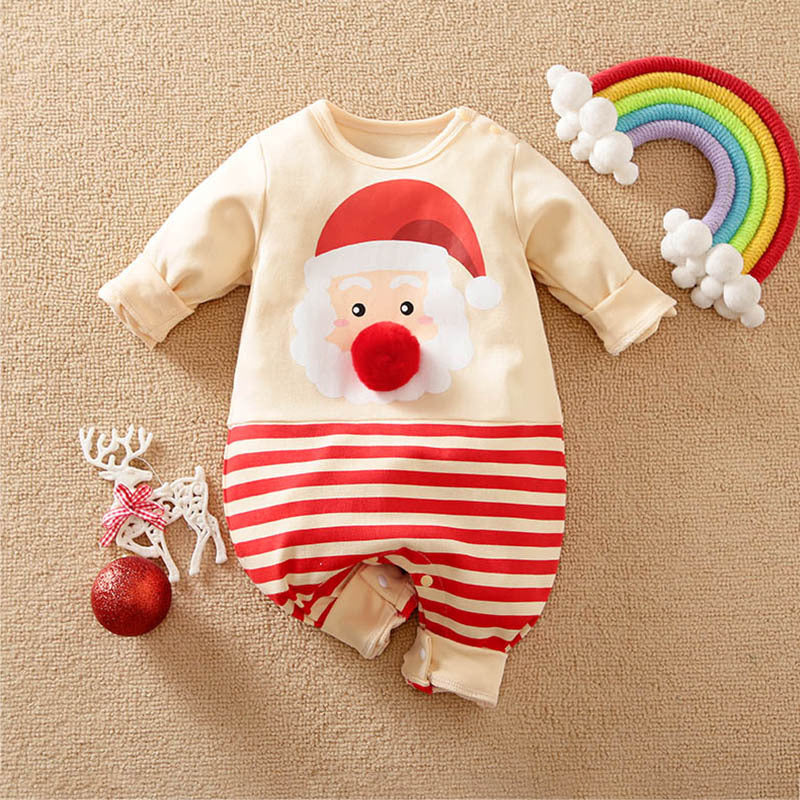 Z23111312聖誕嬰兒連身衣寶寶衣服新生兒秋冬長袖(9-12天到貨)