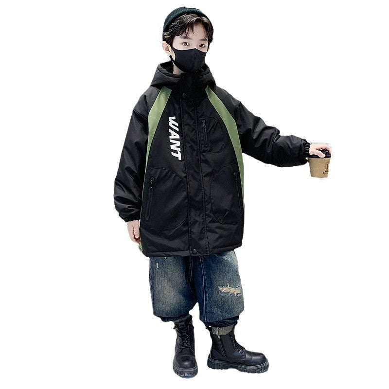 CH251105兒童裝男童裙子加絨加厚2025新款中大童男孩衝鋒衣三合一秋冬裝潮