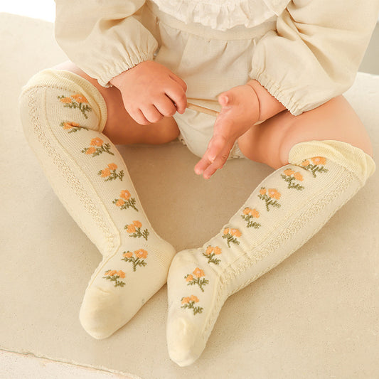 Z24032304寶寶襪子春夏網眼草莓中筒襪無骨精梳棉花邊寶寶襪子G365(2雙起批)