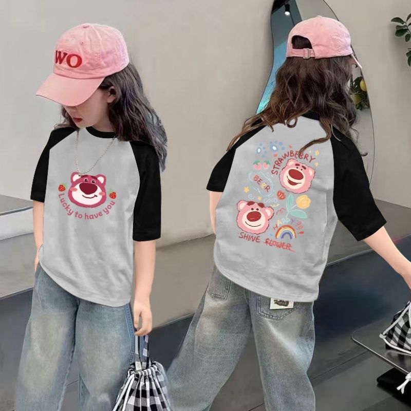 CE26022616女童夏季短袖T恤纯棉2026新款儿童洋气半袖女孩夏装薄款体恤上衣t