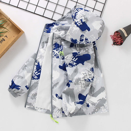 CH25110509男童春裝帥氣外套春秋衝鋒衣洋氣中大童夾克風衣