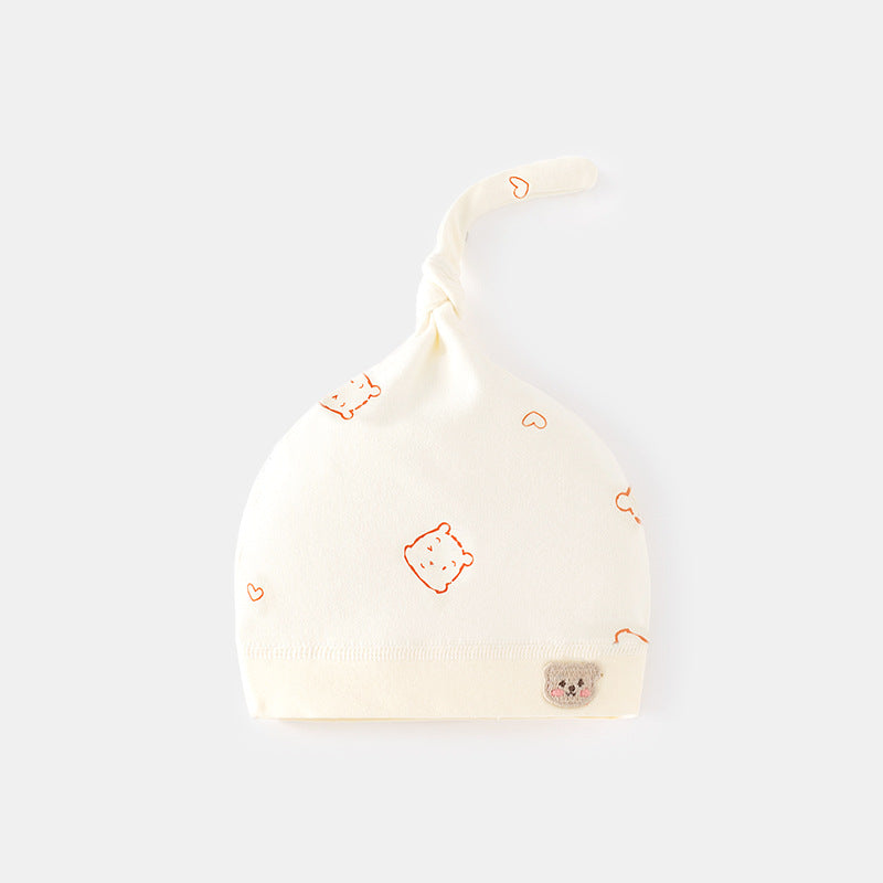 GJ25102113新生嬰兒帽子秋冬胎帽初生寶寶春秋護鹵門帽0-6個月波點純棉帽