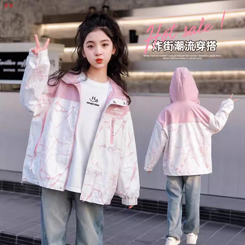 CH25110503女童洋氣外套春款兒童韓版外套上衣大童春秋運動衝鋒衣