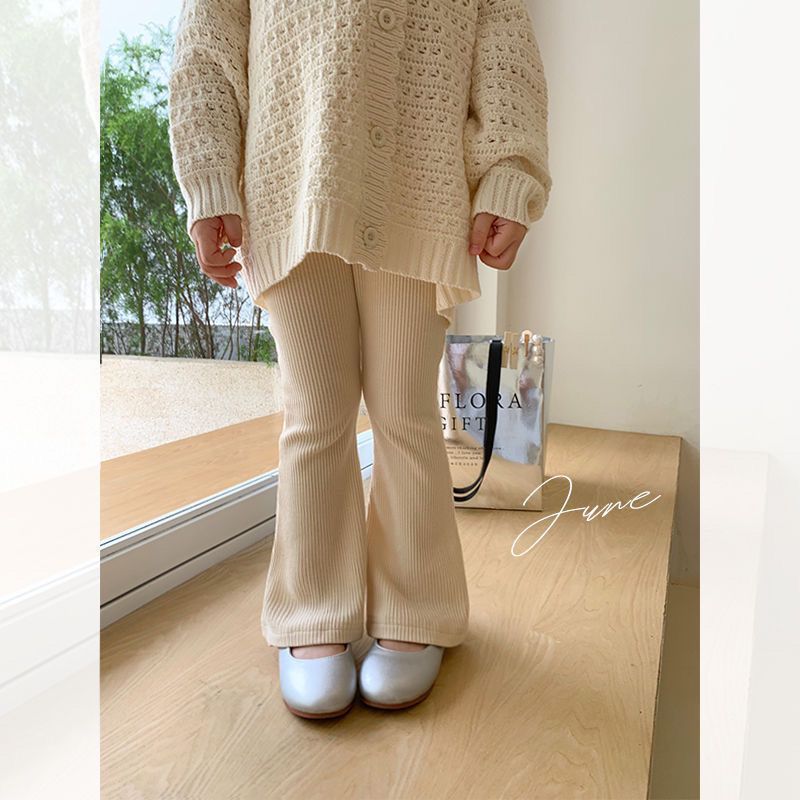 Z25030902兒童喇叭褲夏季新款兒童微喇叭褲女童冰絲坑條彈性洋氣外穿緊身褲