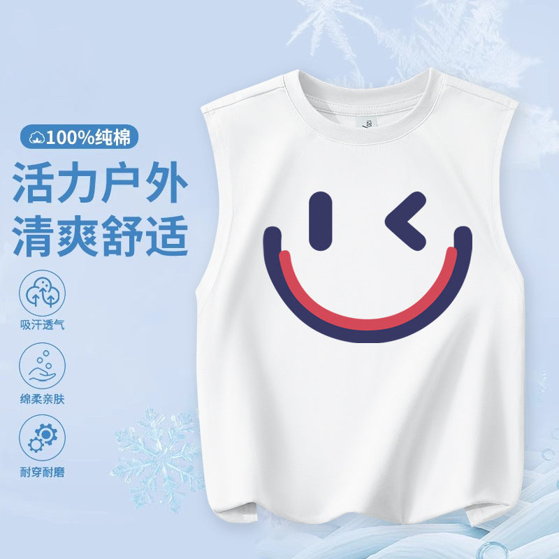 FN26052903兒童純棉背心 時尚卡通印花童裝 輕便版 中大童時尚男童上衣