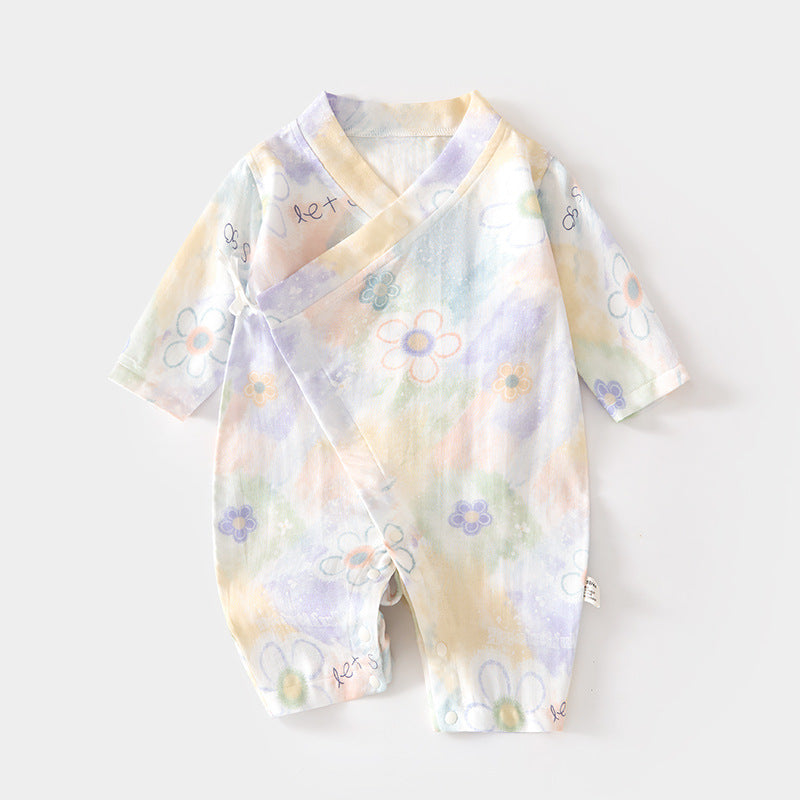 GJ26051410🎈精品質感🎈嬰兒紗布連身衣寶寶夏爬服長袖竹纖維哈衣兒童夏季空調服新生兒