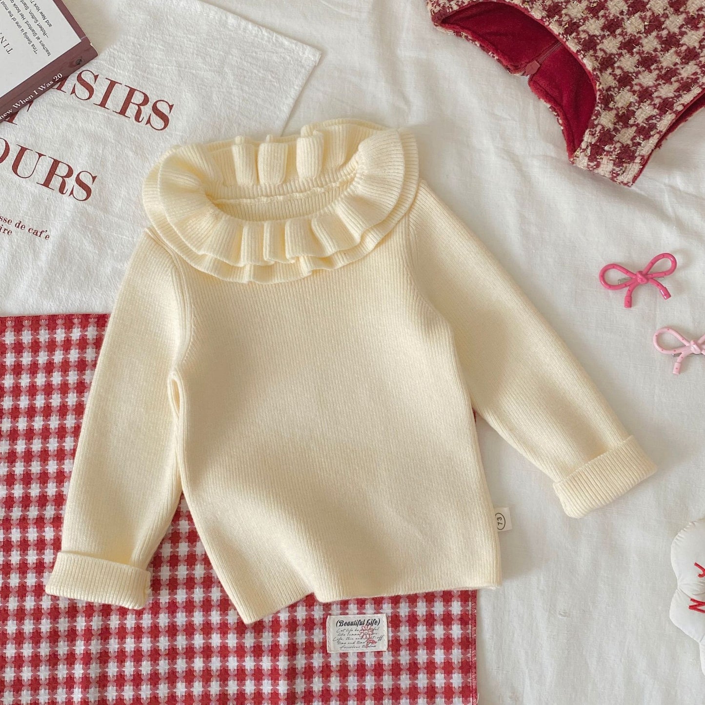 G26010110女童加絨背心裙冬季韓版寶寶加厚格紋愛心兒童裙