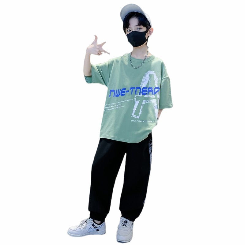 FM26042212男童夏裝套裝大童夏款2026新款兒童男孩夏季短袖運動服帥氣時尚潮