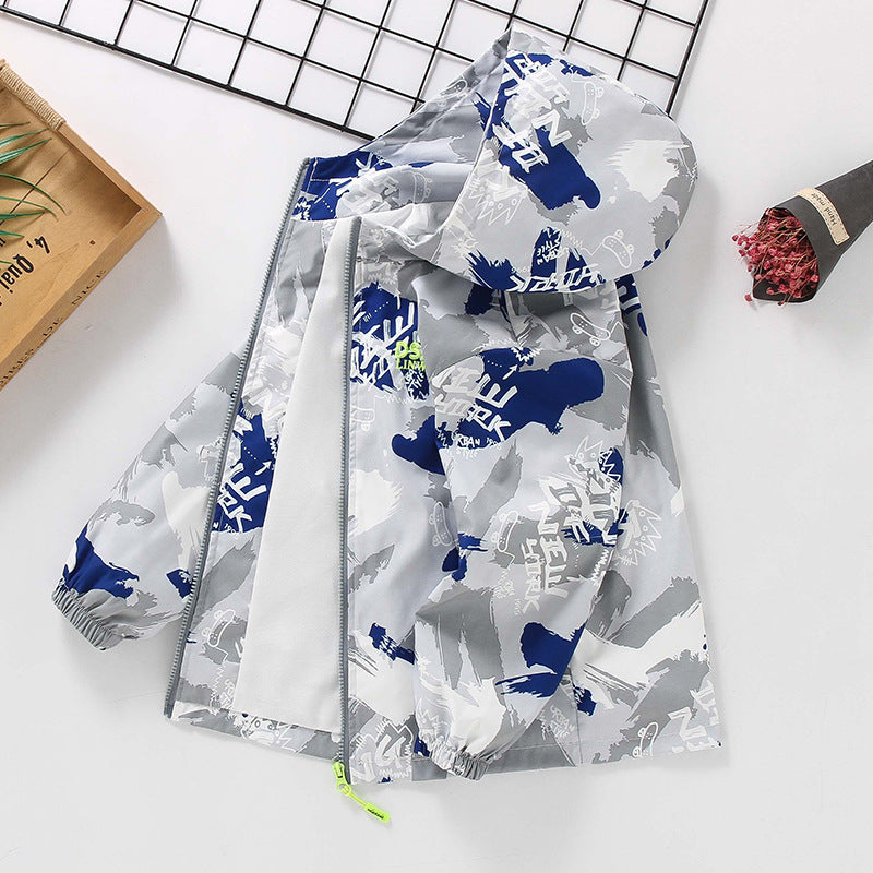 CH25110509男童春裝帥氣外套春秋衝鋒衣洋氣中大童夾克風衣
