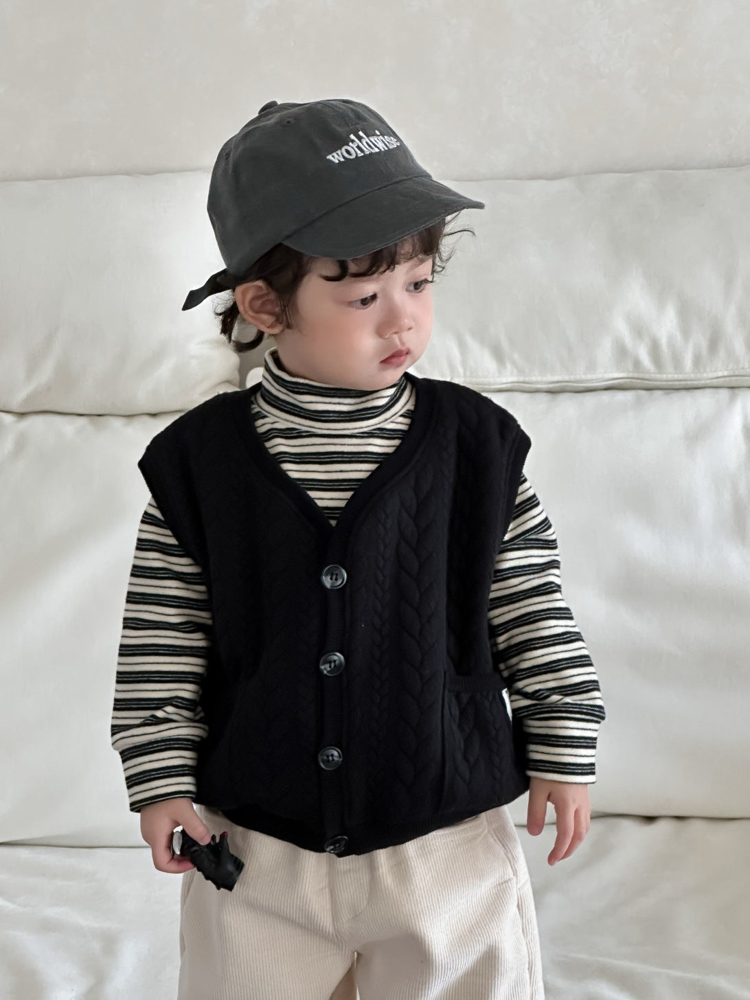 GN26012709兒童雙層棉馬甲裙2025新款秋冬裝打底衫韓版童裝男童加厚套裝