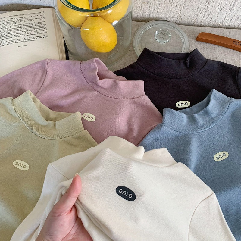 CA25112716基本備韓版兒童親膚德絨半高領打底衫男女寶寶高彈加厚內搭T恤