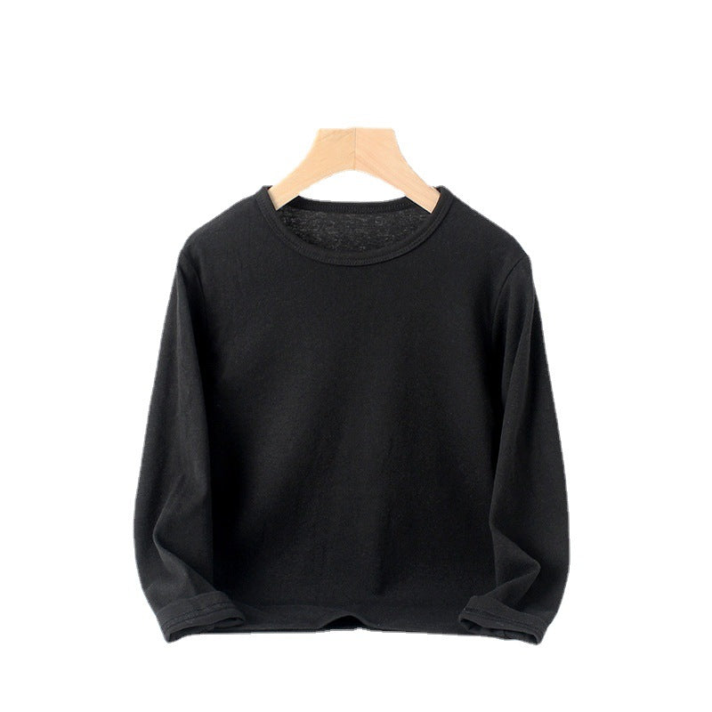 FI25101404秋季童裝韓版新款男童打底衫女童純棉彈性純色長袖兒童T恤批發