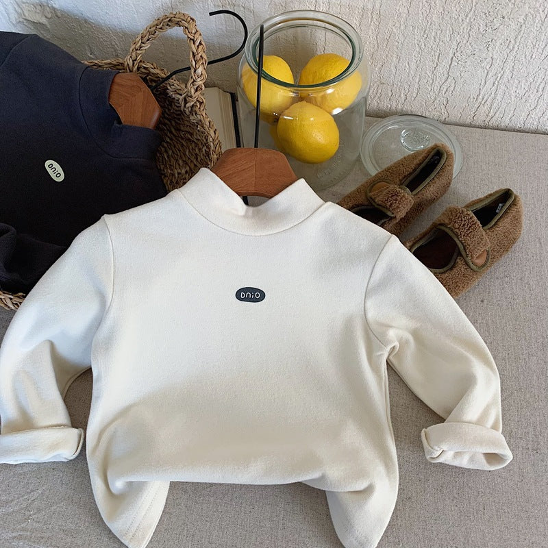 CA25112716基本備韓版兒童親膚德絨半高領打底衫男女寶寶高彈加厚內搭T恤