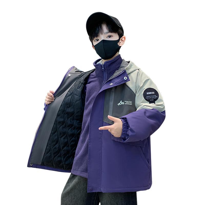 CH25110506男童衝鋒衣三合一中大兒童裝秋冬夾棉加厚男孩