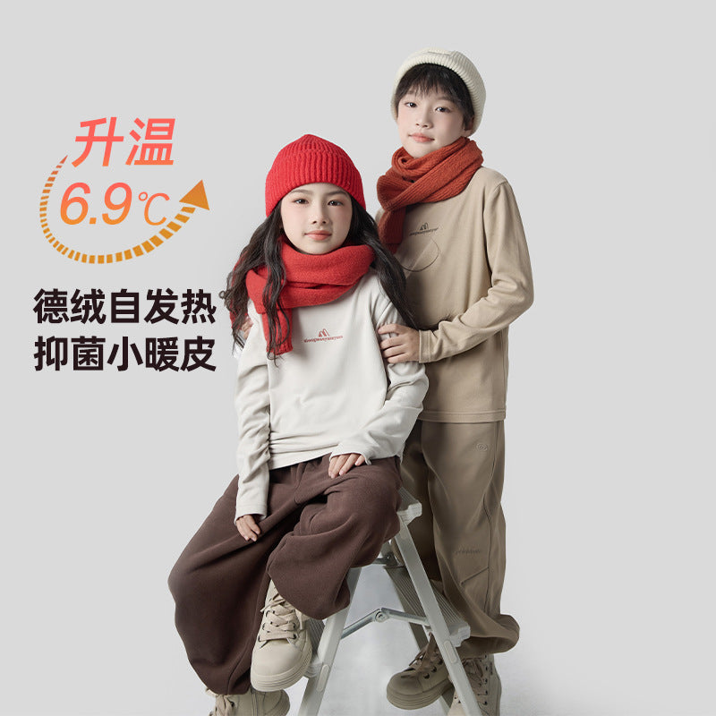 FF24102520秋冬新款德絨自發性熱半高領兒童打底衫男童t恤保暖內搭上衣(9-12天到貨)