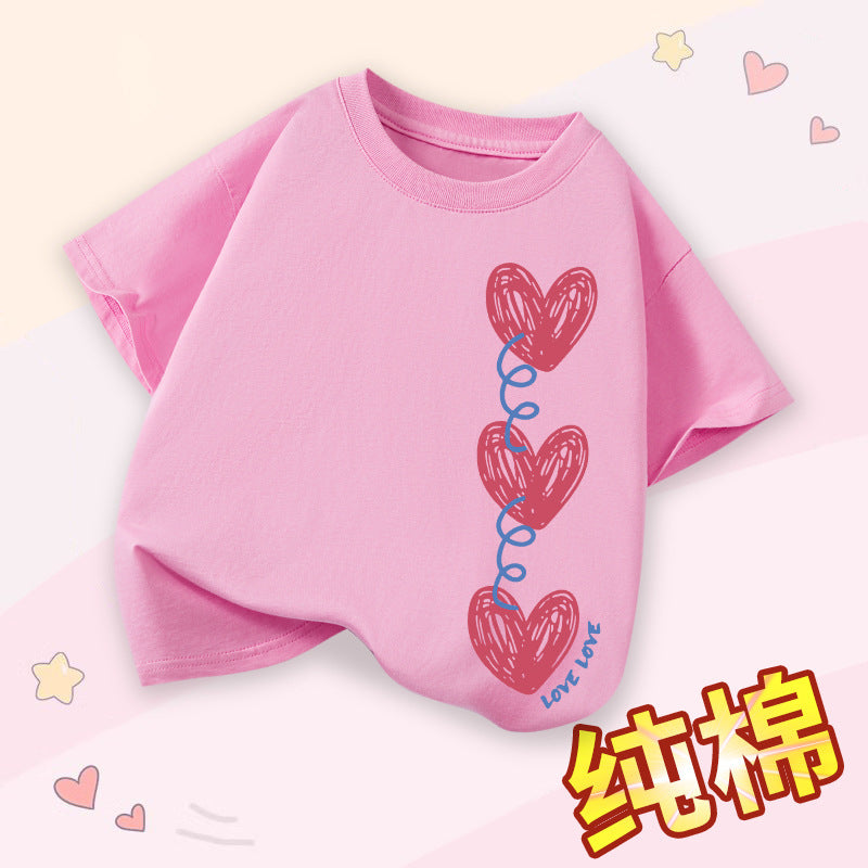 FN26052905女童短袖t卹夏季純棉薄女童衣服2026新款時尚女孩圓領童裝