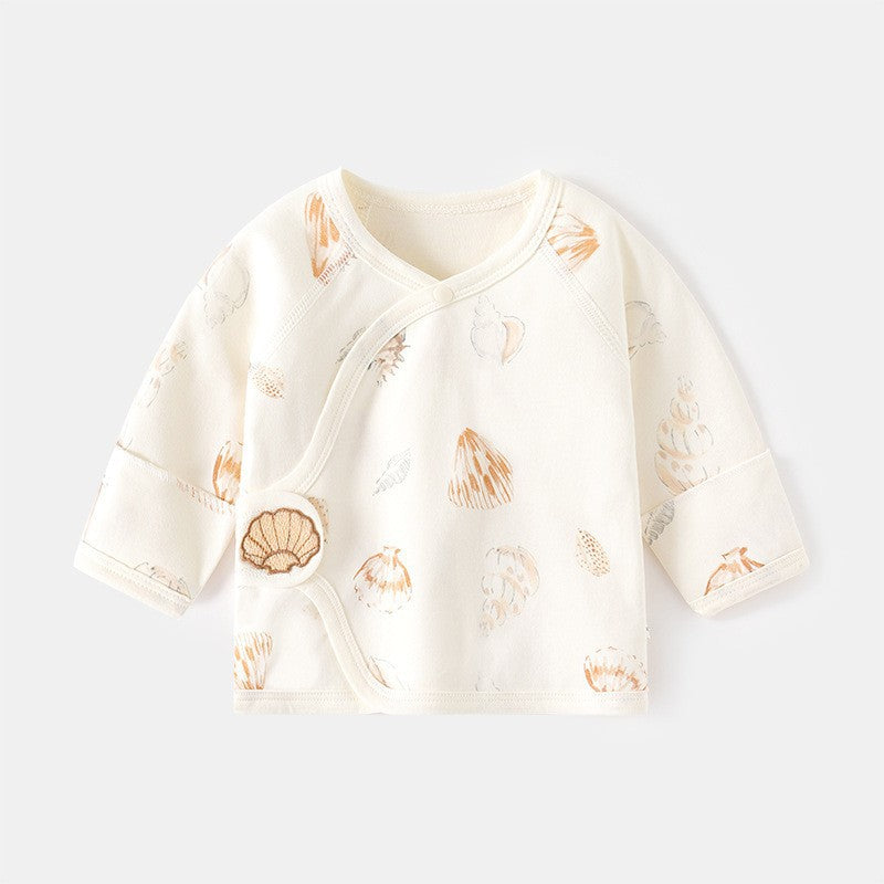 GJ25102124新生兒內褲無骨純棉春秋魔鬼氈半背睡衣滿月與尚服寶寶上衣