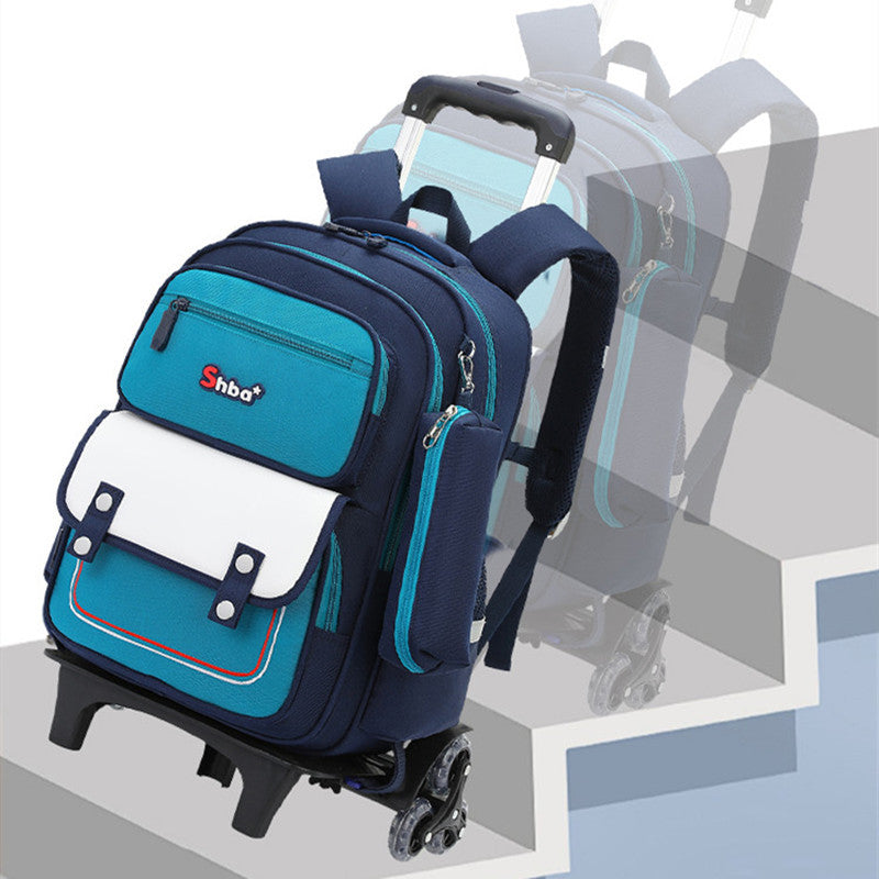 Z25022310亞馬遜跨境新品兒童拉桿書包小學生男女生爬樓梯六輪防水護脊減負